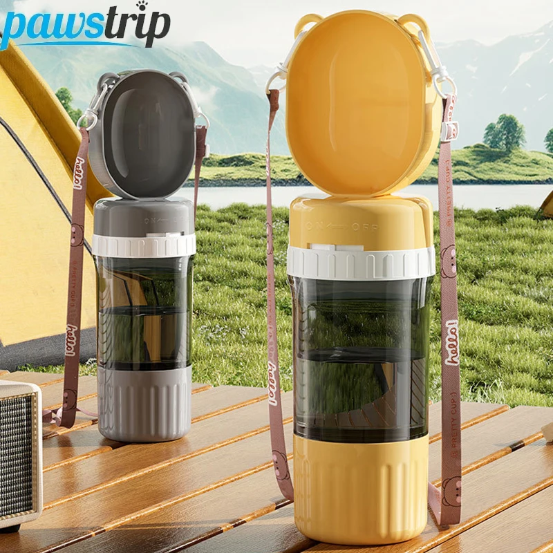 2 in 1 Portable Dog Water Bottle Pet Water Container with Food Storage Pet Travel Drinking Bowl for Dogs Cats Pet Supplies