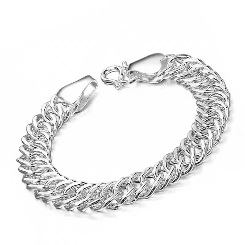 Chinese Style Pure Silver Dragon Head Bracelet Men 999 Silver Plated Chain Stylish Vintage Valentines Day Gift for Boyfriend