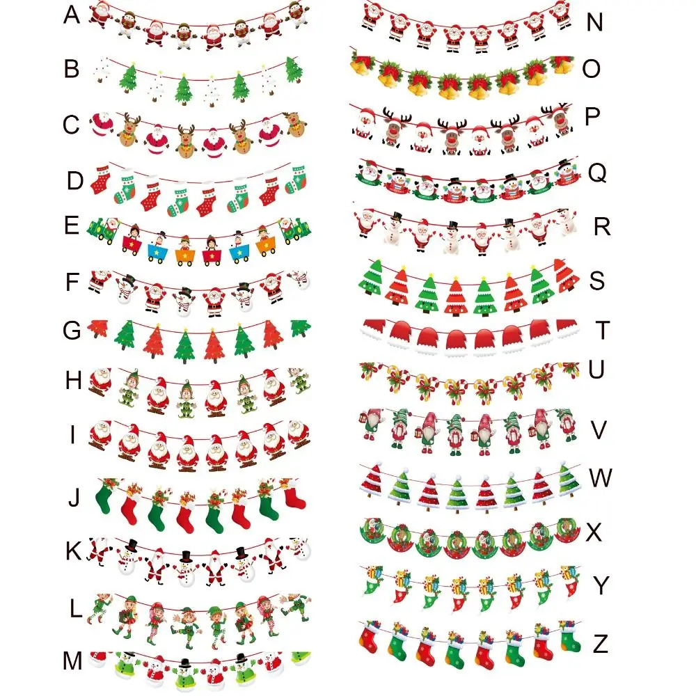 Santa Claus/Snowman/Xmas Tree Santa Claus Pulling Flag Decorative Hanging Christmas Paper Flag Banners Paper