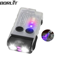 Boruit V20-1 Sleutelhanger Edc Led Zaklamp Draagbare Mini Zaklamp Type-C Oplaadbare Werklamp 365nm Uv Zaklamp Met Magneet Piep