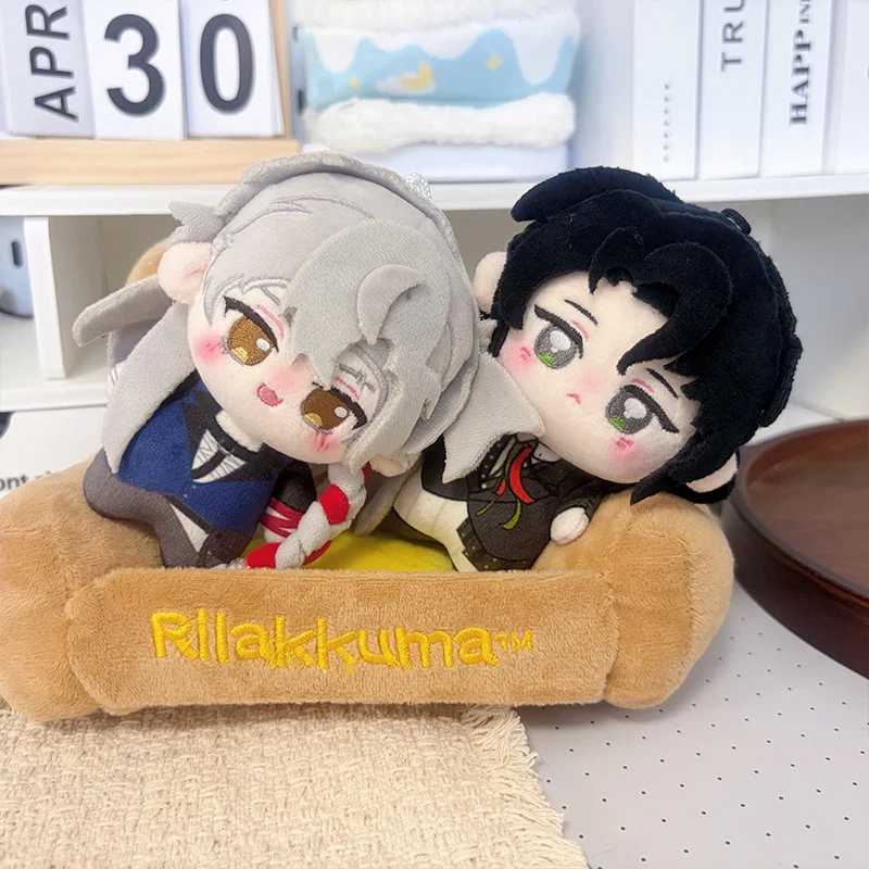 Angry Black Hair Plush Boy Wearing Dark Suit Toy With Red Tie Doll Nice Cute Grumpy Face For Collector Desk Decoration Gift