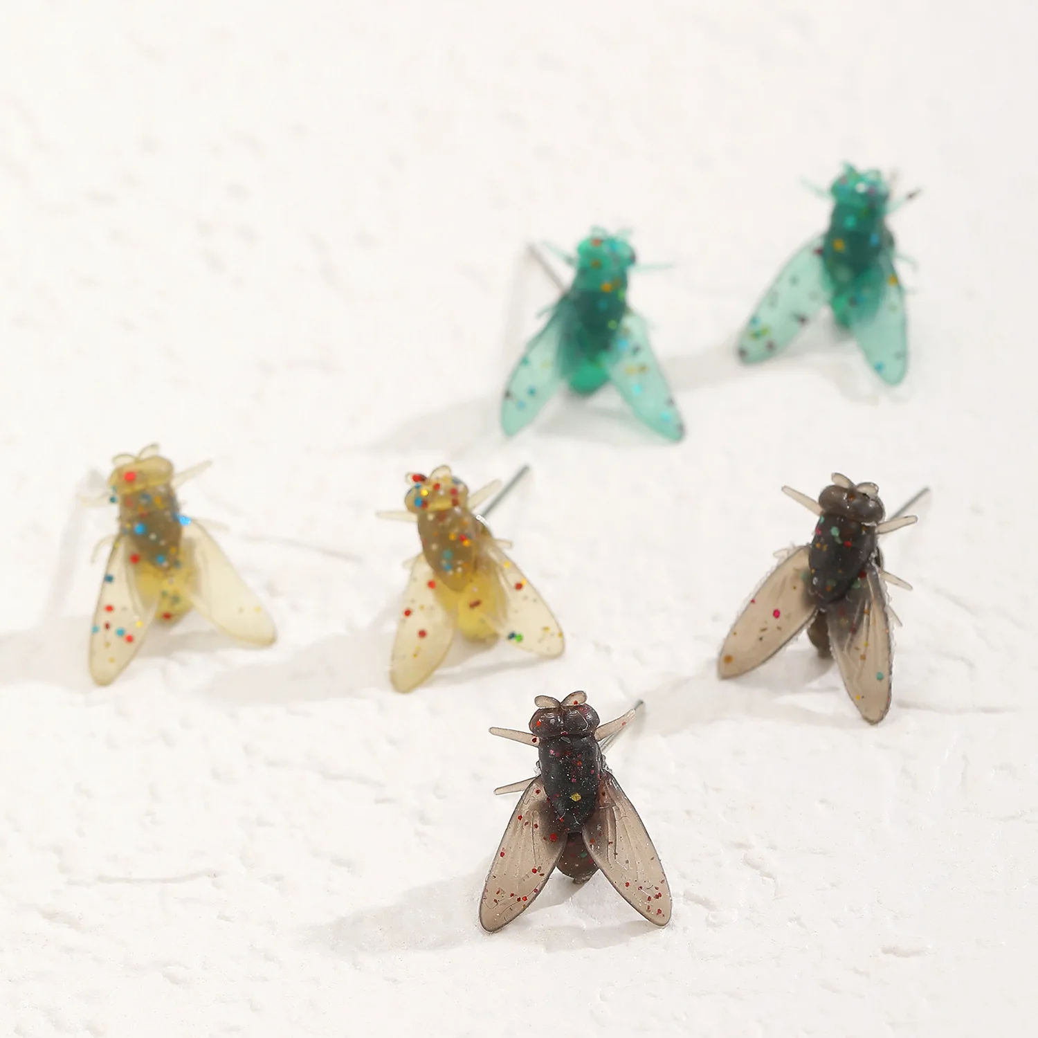 الإبداعية واقعية يطير الذباب الصغيرة وأقراط مضحك فريد البعوض الأقراط الأزياء الجدة مجوهرات الإكسسوارات صديق الهدايا