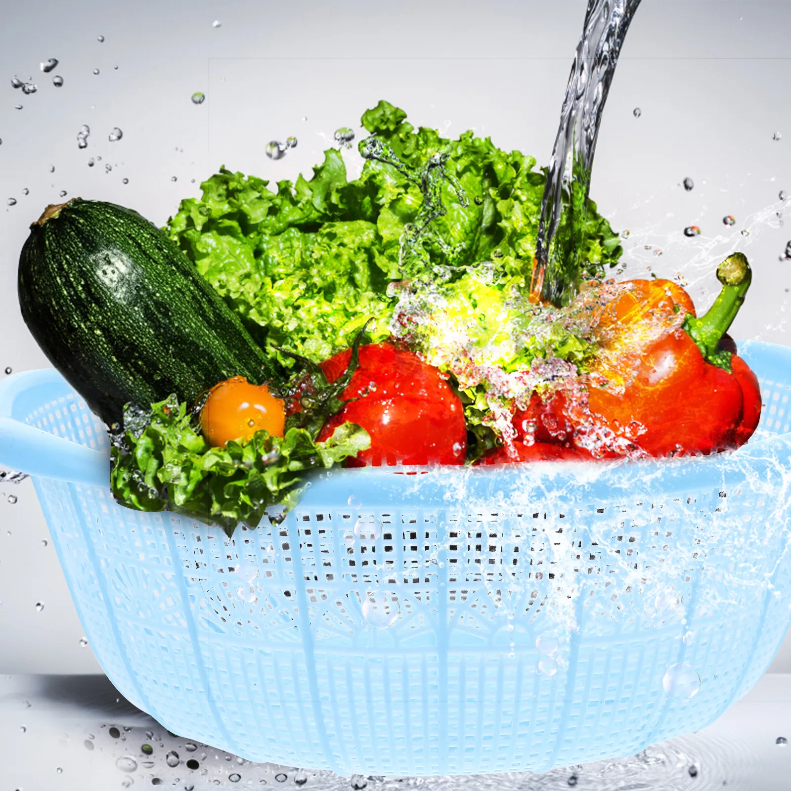 4Pcs Plastic Rice Basin Set Colander Fruit Vegetable Washing Bowl Multifunctional Kitchen Tool Washing Bowl Set