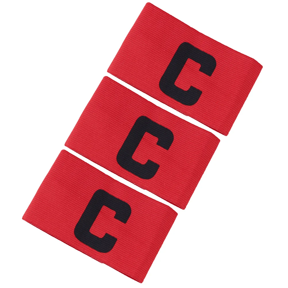 

Captain Armband 3 Pcs Red Football Bands Adjustable Wear Resistant Professional Soccer Accessory Sport Team