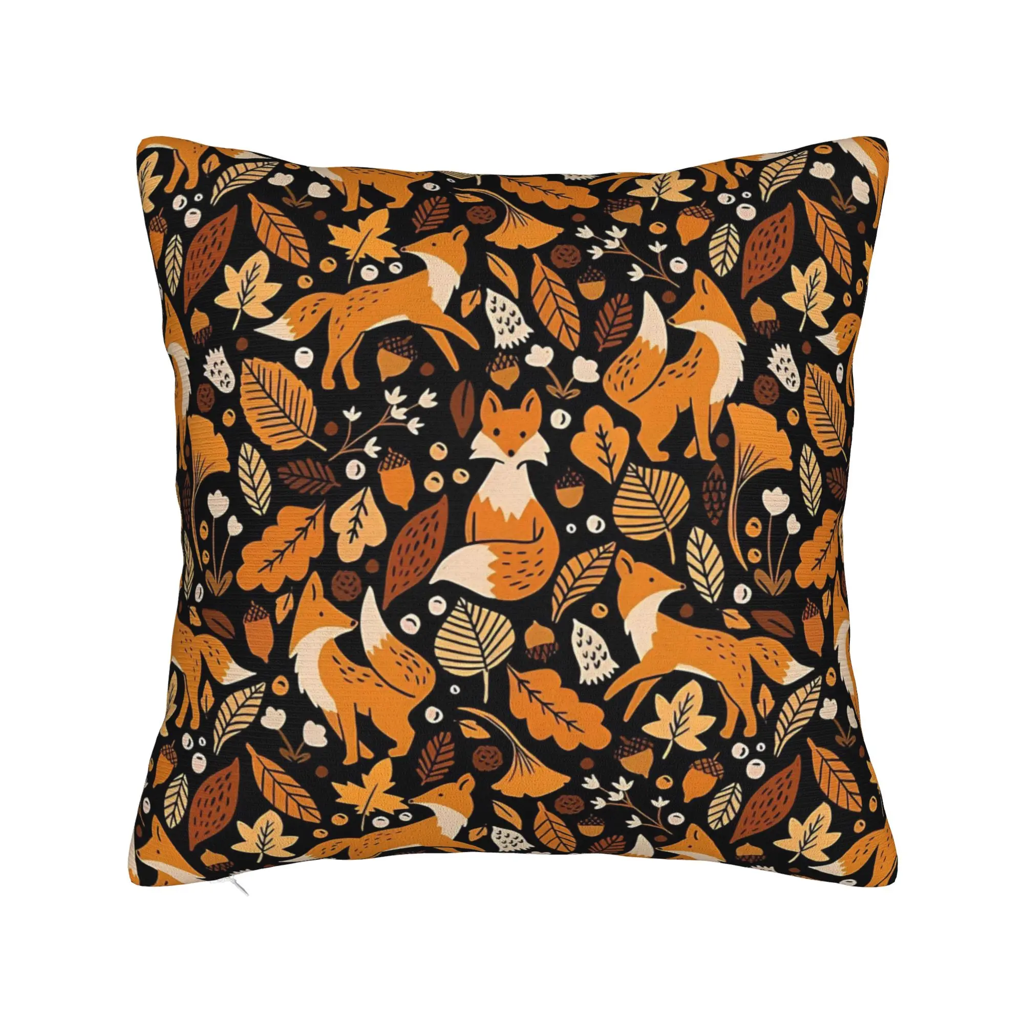 Autumn Foxes at Midnight  Square Pillow Cases Foxes Autumn Cushion Covers Awesome Zippered Throw Pillow Case Cover for Sofa