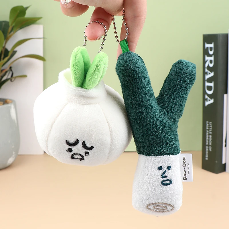 Cute Plush Vegetable Pendant Backpack Decoration Cartoon Design Garlic Green Onion Shape Key Chain Children Toy Gifts