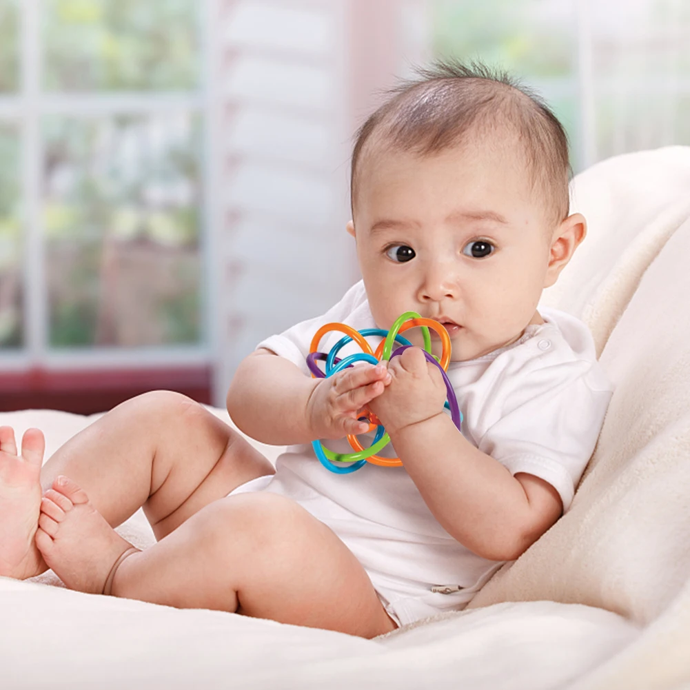 Grabbing Hand Ball PU Soft 2 in 1 Rubber Teething Toys Early Developmental Toys Teething Activity Toys Ideal Gift for Boys Girls