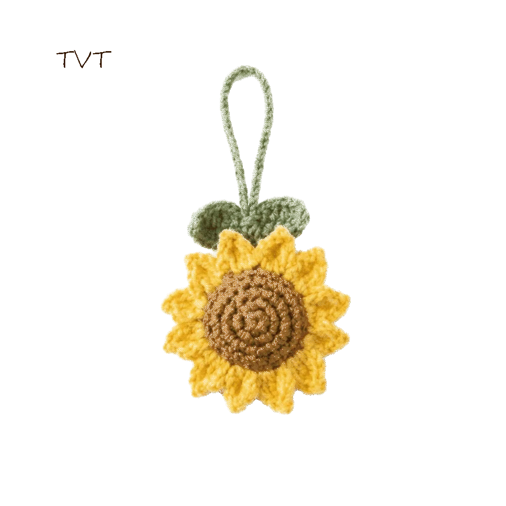 Sweet Fabric Crochet Sunflower Pendant Cotton With Rope Knitted Keychain Lightweight Lobster Clasp Bag Lanyard Charm Home Decor