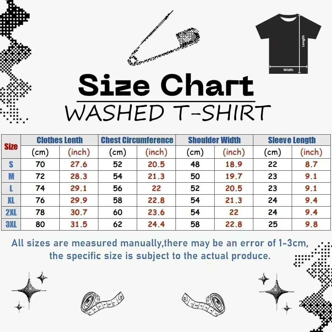 Hellsing Vintage Washed T-Shirt, Oversized, Unisex, Streetwear, trendig, Baumwolle, neutral, O-Ausschnitt, kurze Ärmel, weich, für Paare – Detail 1