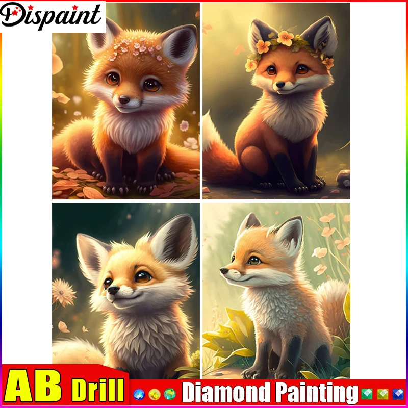 

Dispaint AB полная дрель алмазная живопись "лиса животное" DIY картина горный хрусталь 5D Алмазная вышивка Декор для вышивки крестом