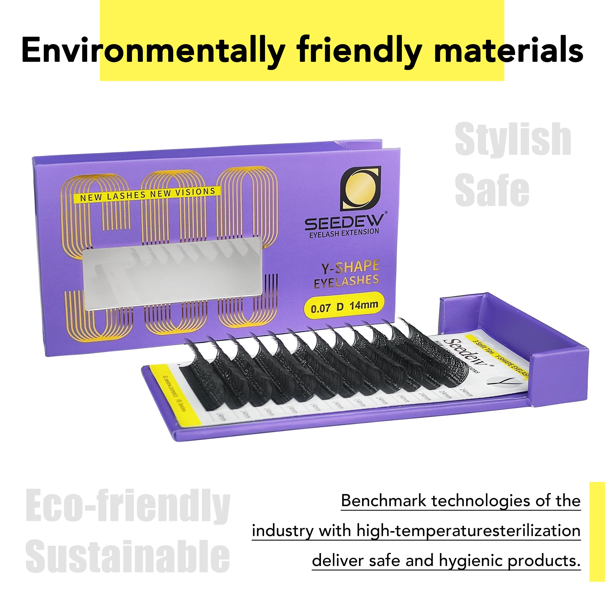 SEEDEW 3 نصائح YY شكل رمش ملحقات لينة خفيفة طبيعية مسبقة الصنع رموش حجم المشجعين