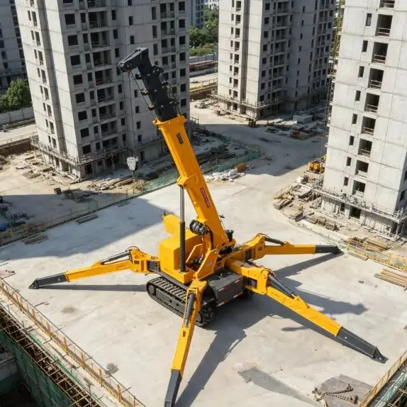 Diesel Crawler Mini Spider Crane Full Automatic 5-Section Boom 3t-12t Capacities 15m Lifting Height