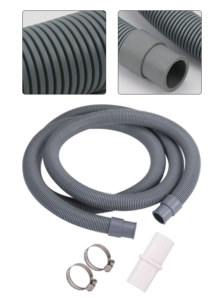 

White Connector Drain Pipe Easy To Install Gray For Washing Machine Extension Pipe Kit 1PCS Anti-aging Brand New High-quality
