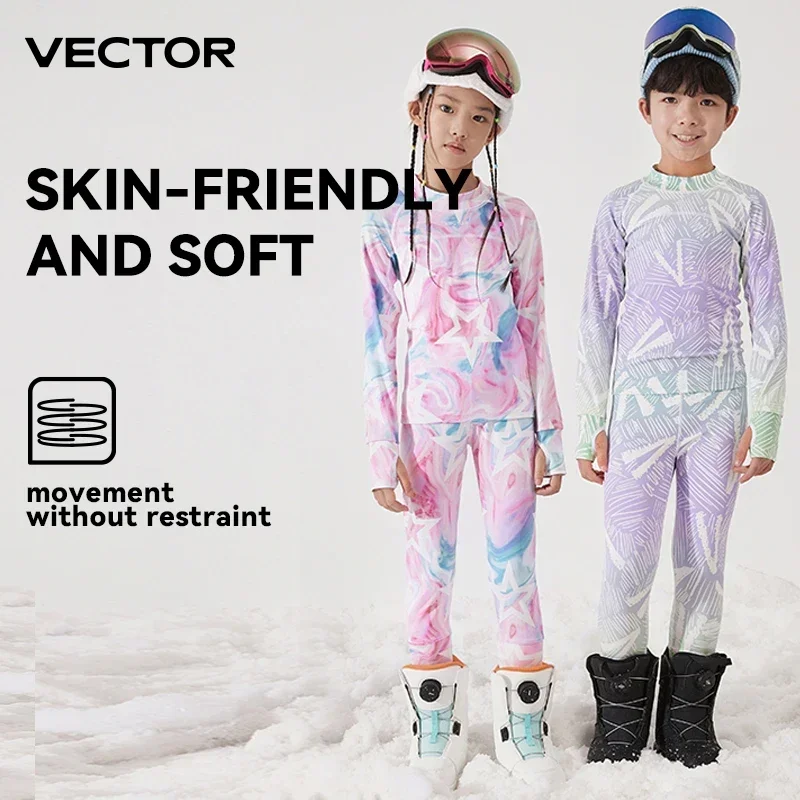 VECTOR-Conjunto de capas de Base de secado rápido para niños, ropa interior térmica de lana de microfibra, Calzoncillos largos, Ultra suave, para invierno