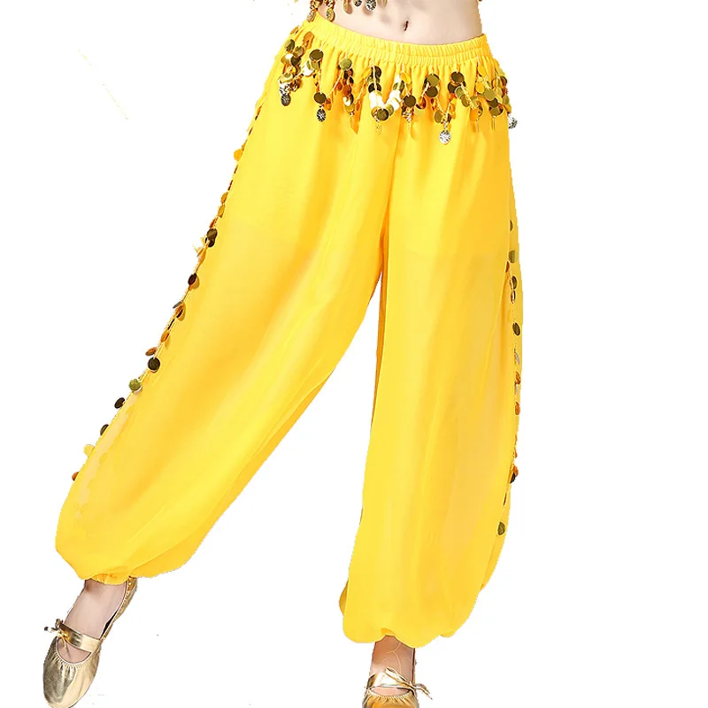 

Belly Dance Pants Sequined Performance Suit Bloomers Dance Practice Pants Sequined Wide Leg Pants