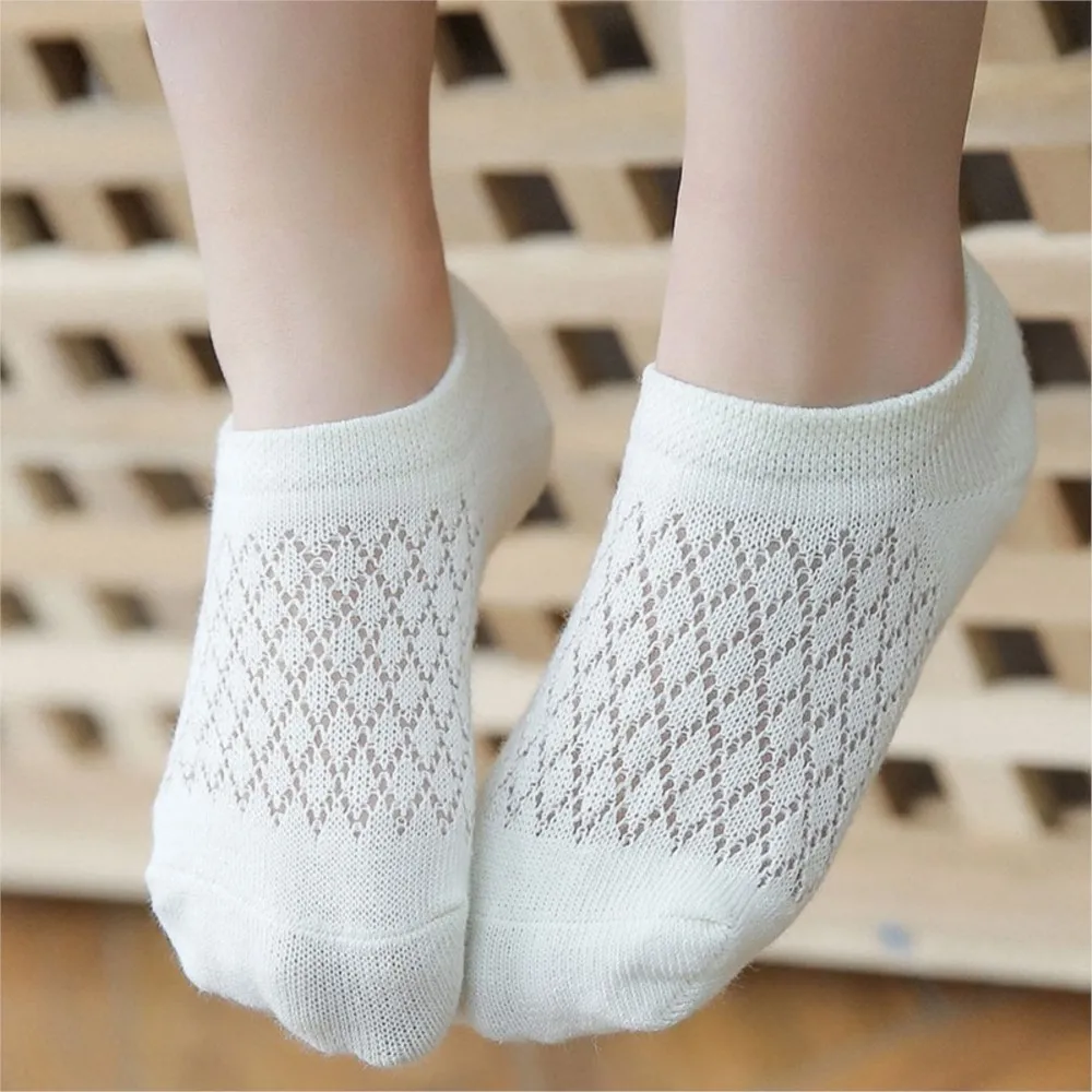 

The new solid color children small diamond thin mesh breathable Kids boat socks socks meia infantil Baby Ankle Sock