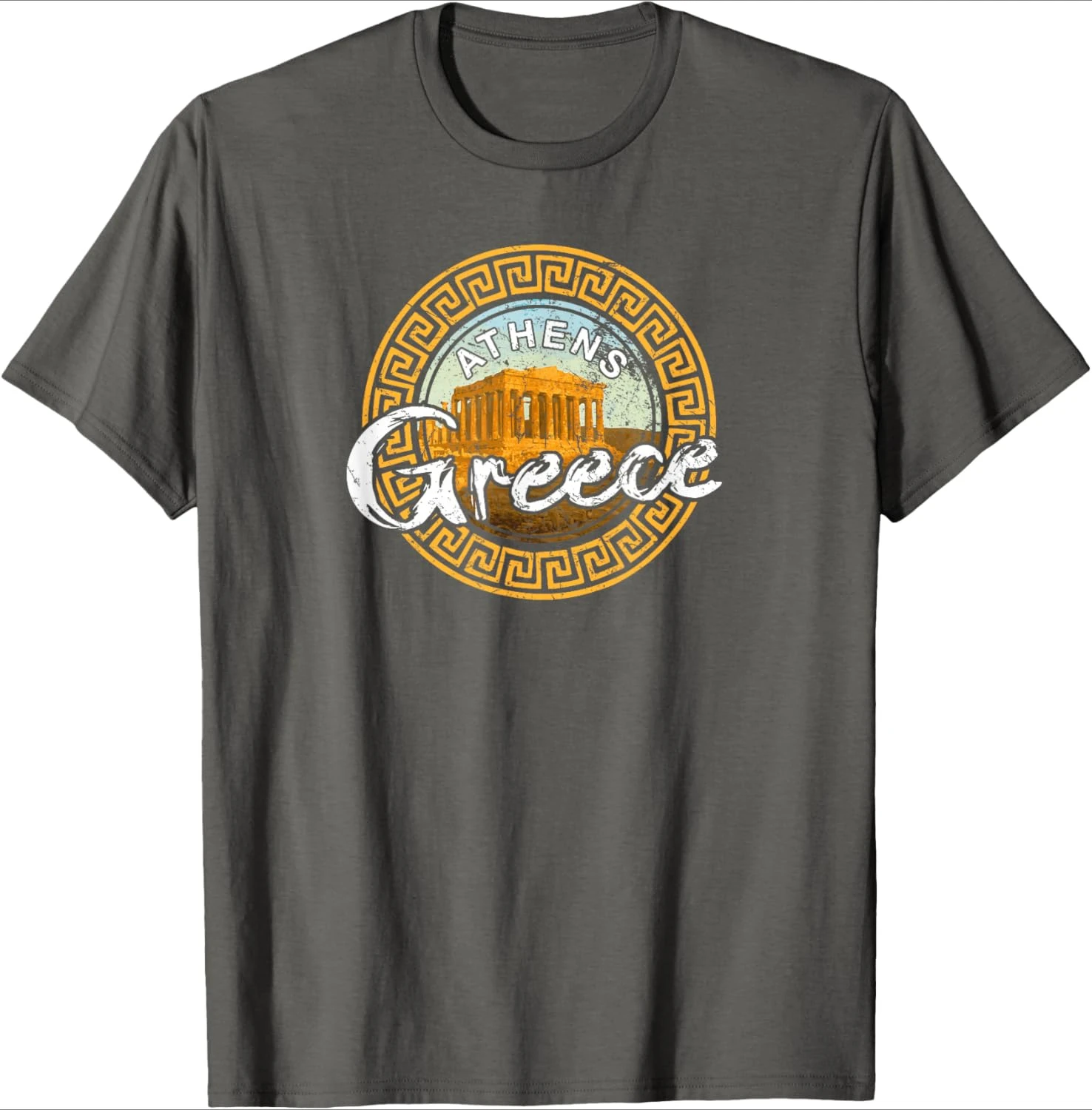 

Greece Athens Parthenon Acropolis Vintage Greek design-100% cotton summer casual O-neck short sleeve printed men's T-shirt.
