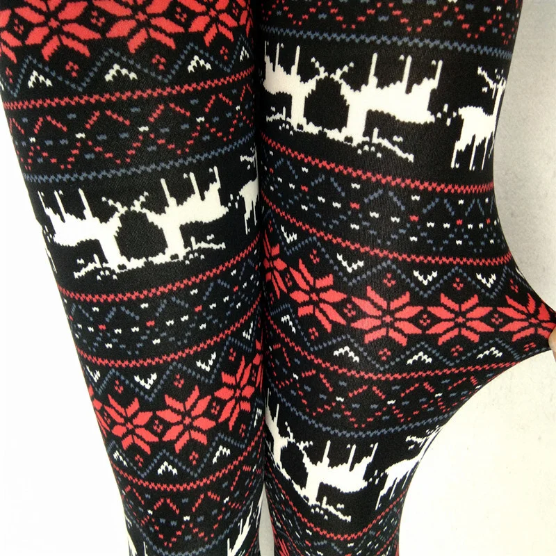 Fashion Christmas Women\'s Leggings Pants Snowflake Elk Printed High Waist Skinny Autumn Winter Tights Trouser Xmas Pants