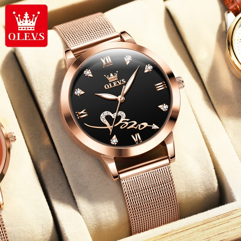 

OLEVS Women's Wrist watch Original Luxury Watches for Ladies Waterproof Stainless Steel Mesh Strap Quartz Woman Wristwatch