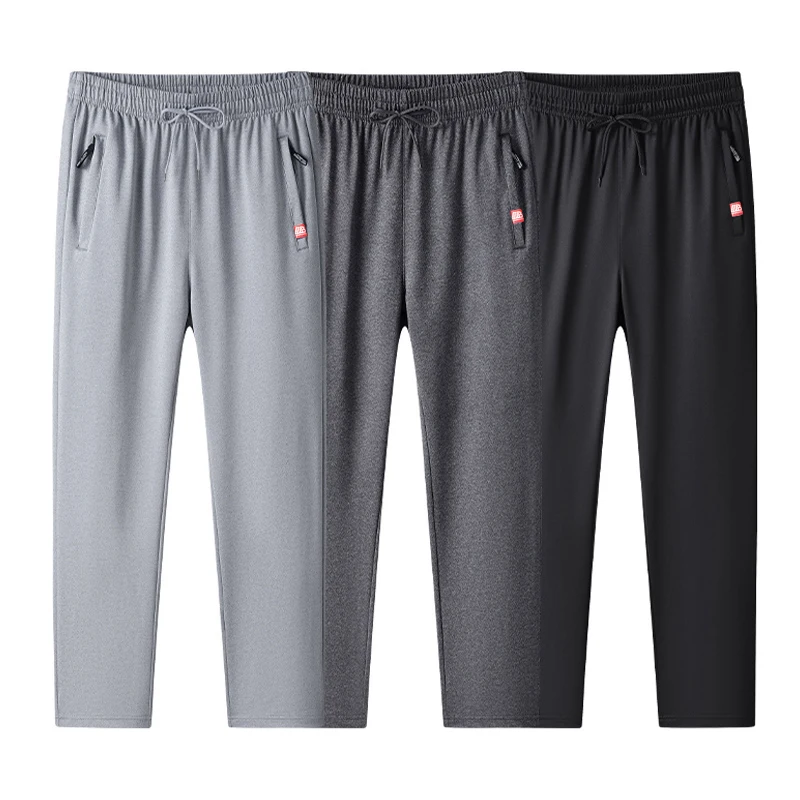 Men's Outdoor Running and Fitness Sweat Absorbing Ice Silk Pants Summer Lightweight and Breathable Quick Drying Sports Pants