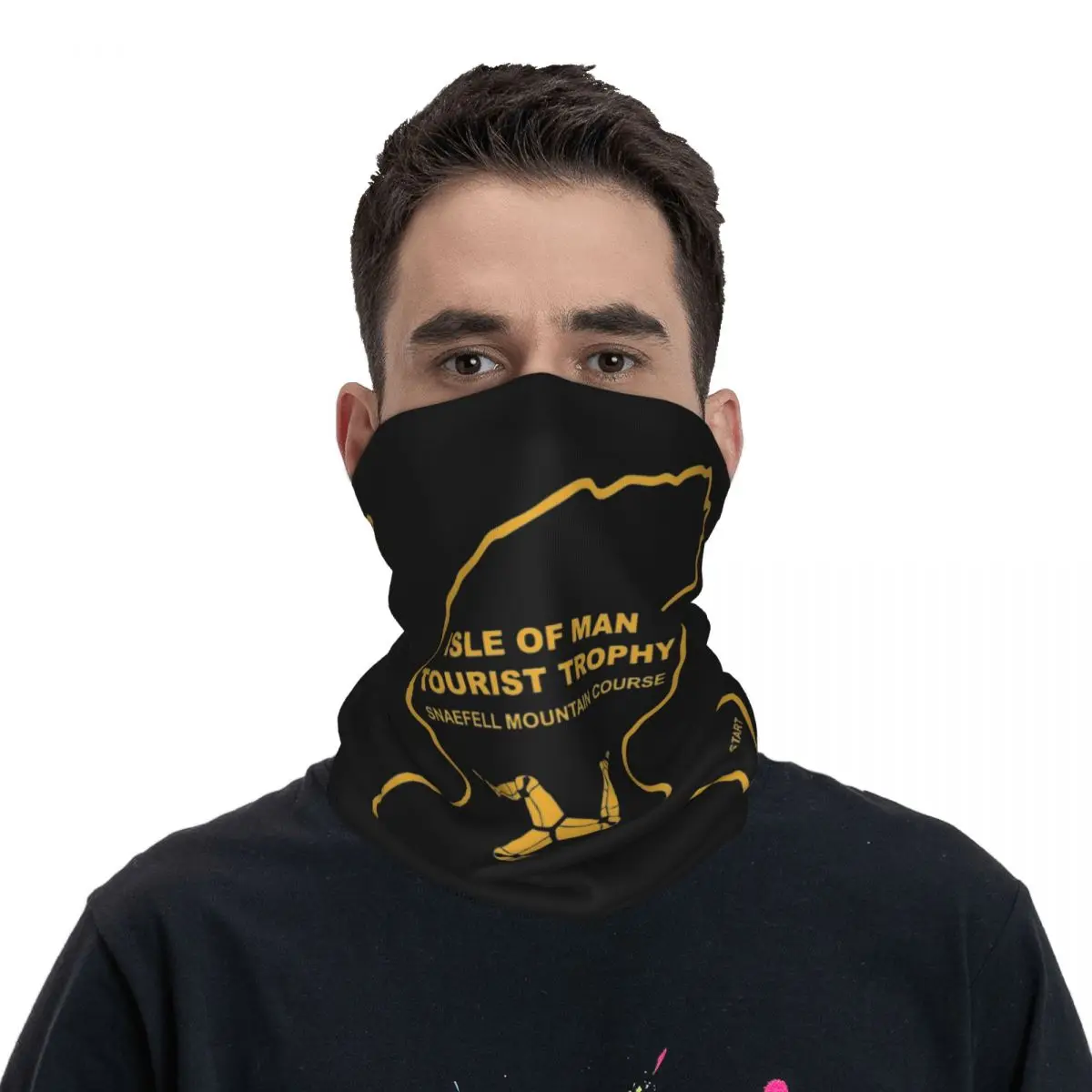 The Isle Of Man TT Bandana Neck Gaiter Printed Motorcycle Racing Balaclavas Face Scarf Headband Riding for Men Adult Breathable