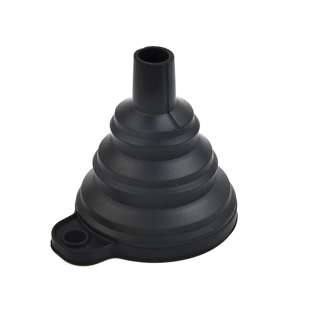 1Pcs Car Engine Funnel Foldable Silicone Liquid Funnel Multi Functional Portable Auto Engine Oil Petrols Change Funnels Black