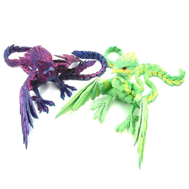 3D Printed Movable Phoenix Bird with Multi-color Handicraft for Children's Toy Display and Home Desk Decoration or Kids Gifts