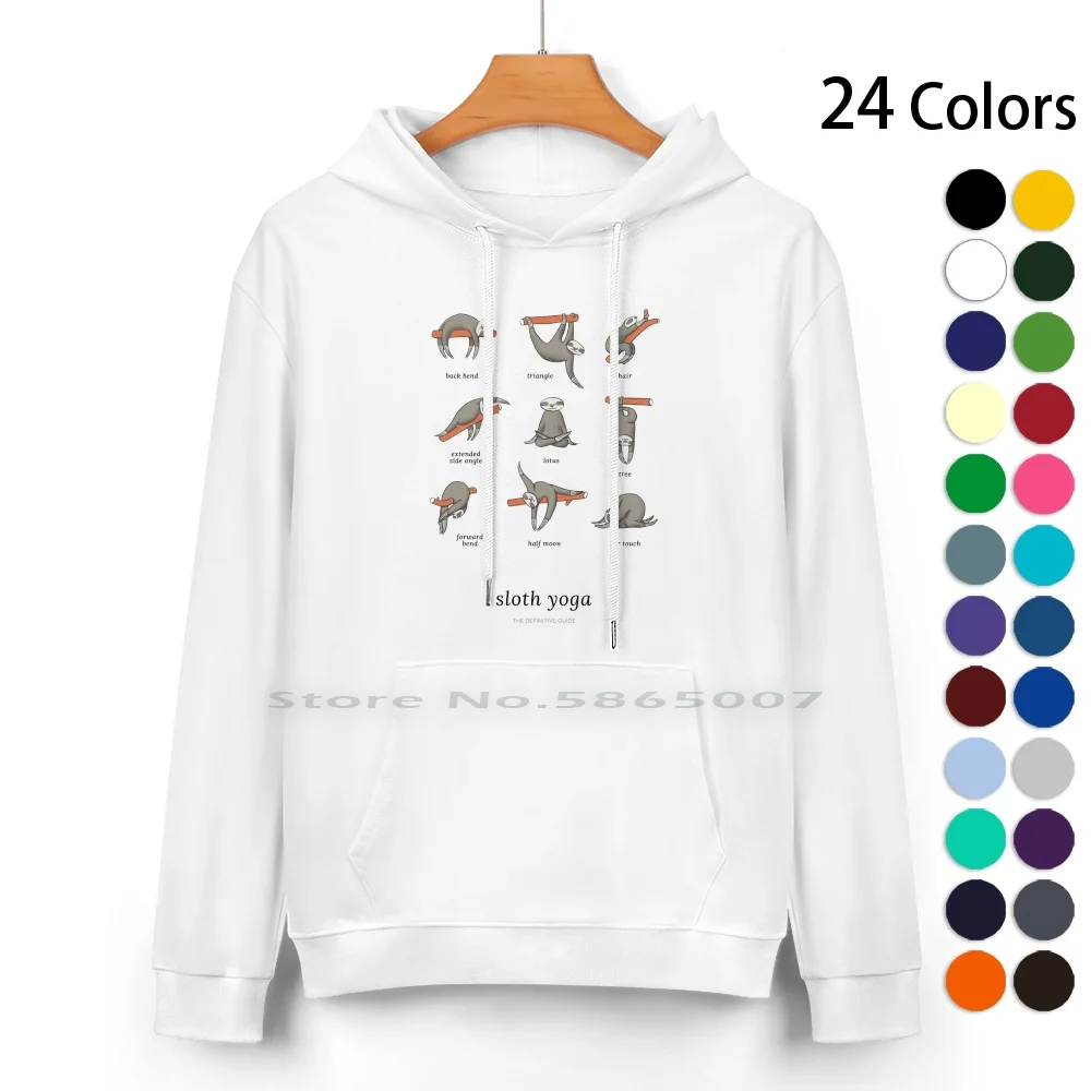 Sloth Yoga-The Definitive Guide Pure Cotton Hoodie Sweater 24 Colors Sloths Three Toed 3 Toed Cute Adorable Kawaii Animal Yoga