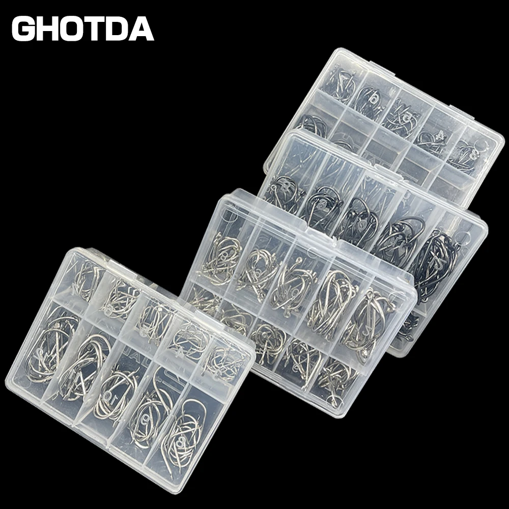 100pcs Fishing Hook Set  Carbon Steel Single Loop Fishing Hook Not Easy to Unhook 3-12#