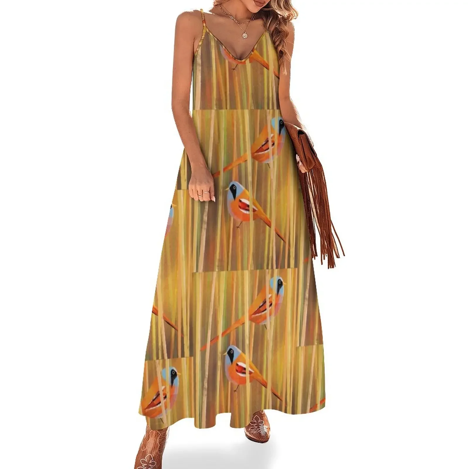 

Bearded Tits Sleeveless Dress luxury woman party dress Woman's evening dress