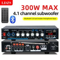 AMPLIFICADOR DE POTENCIA DE Audio, altavoz HiFi bluetooth de 300W, altavoz con amplificador AV de 12V, Control remoto para coche, hogar, baile cuadrado, canal 5,0