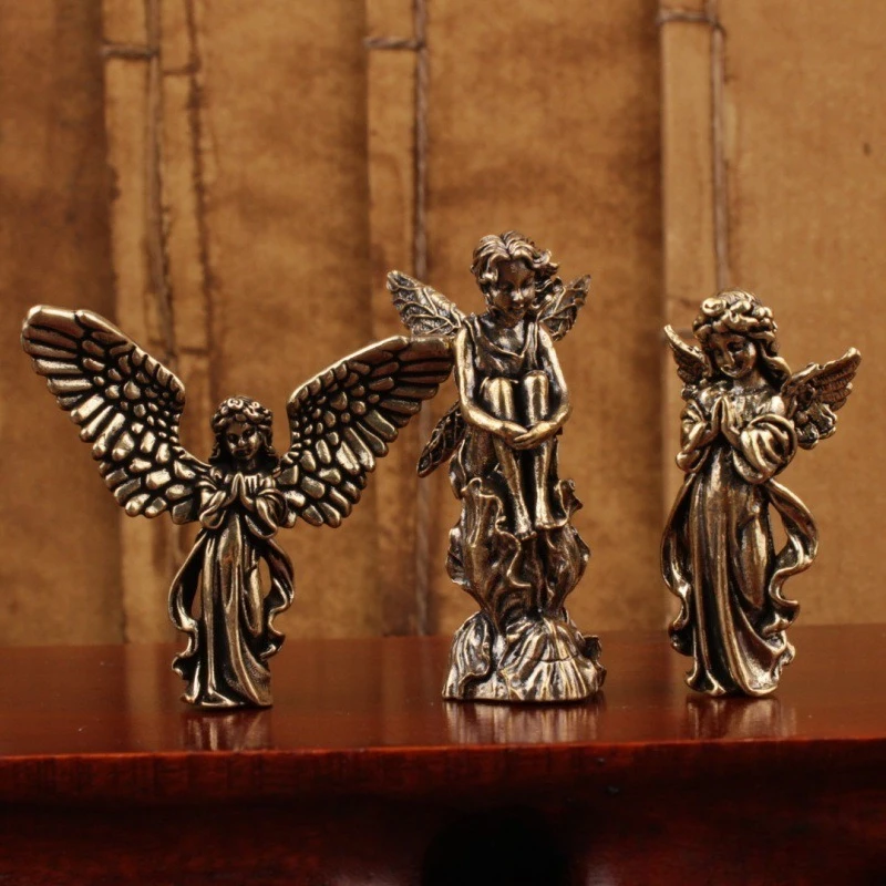 Bronze Winged Angel Figurine Cupid Guardian Angel Wings Personalized Love God Creative Retro Individuality Home Decoration Gifts