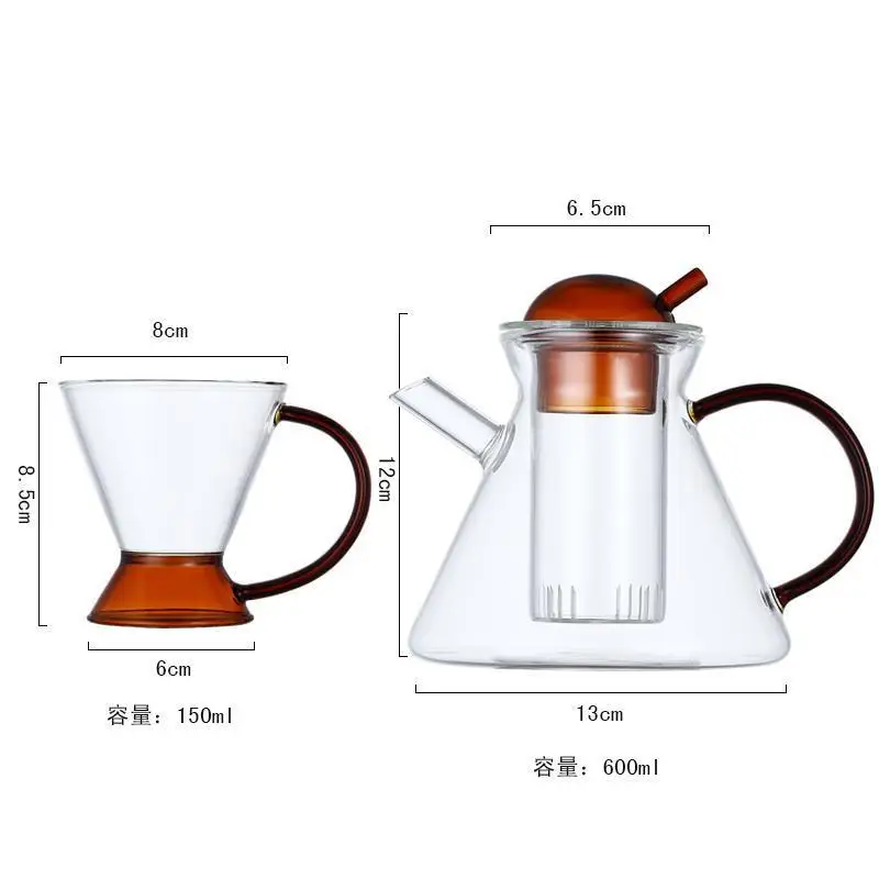 Nordic Heat-resistant Glass Teapot Flower Tea Pot With Filter Coffee Milk Cup Kung Fu Tea Kettle Creative Office Set Home Tool