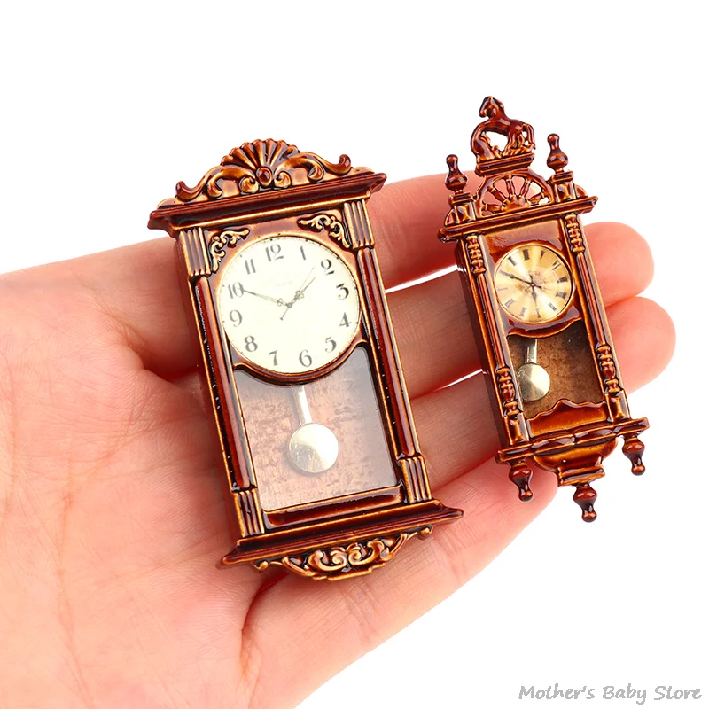 1:12 Dollhouse Miniature Wall Clock Toy Children Doll House Pretend Play Furniture Toy Miniaturas Home Decoration Accessories