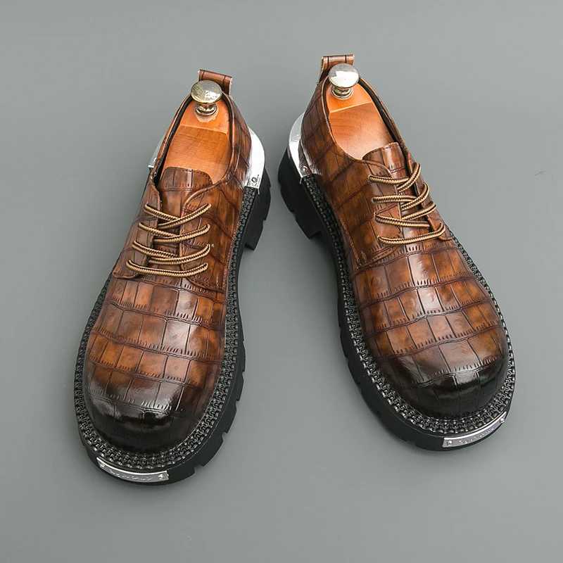 ربيع الخريف الرجال الارتفاع زيادة ديربي أحذية متقلب نمط التدرج اللون وسيم المتخصصة الراقية الأحذية العصرية