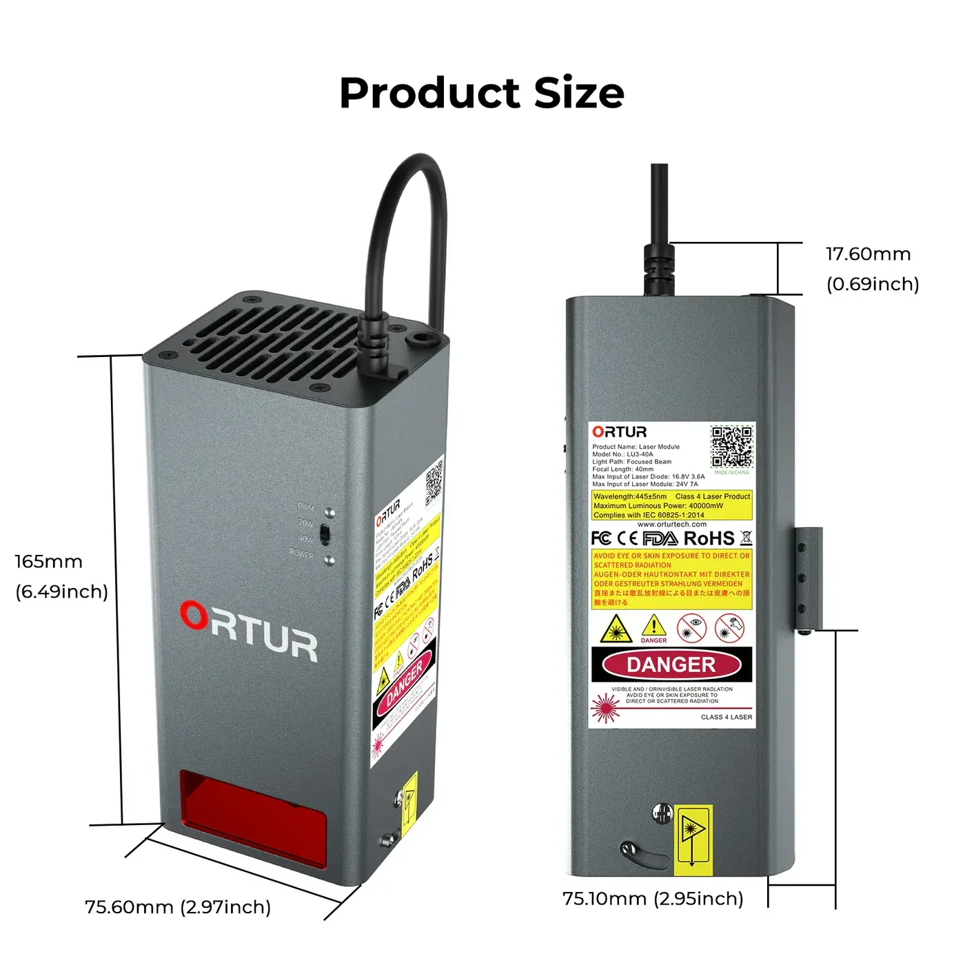 40W LU3-40A โมดูลเลเซอร์สําหรับ Ortur เลเซอร์แกะสลักเปลี่ยนแกะสลักอุปกรณ์เสริมอะไหล่เครื่องมือ
