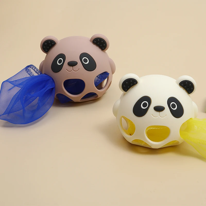 Silicone brinquedos do bebê bonito panda oco design infantil handheld mordedor luvas para meninos e meninas presentes infantil dentição brinquedo bpa-livre