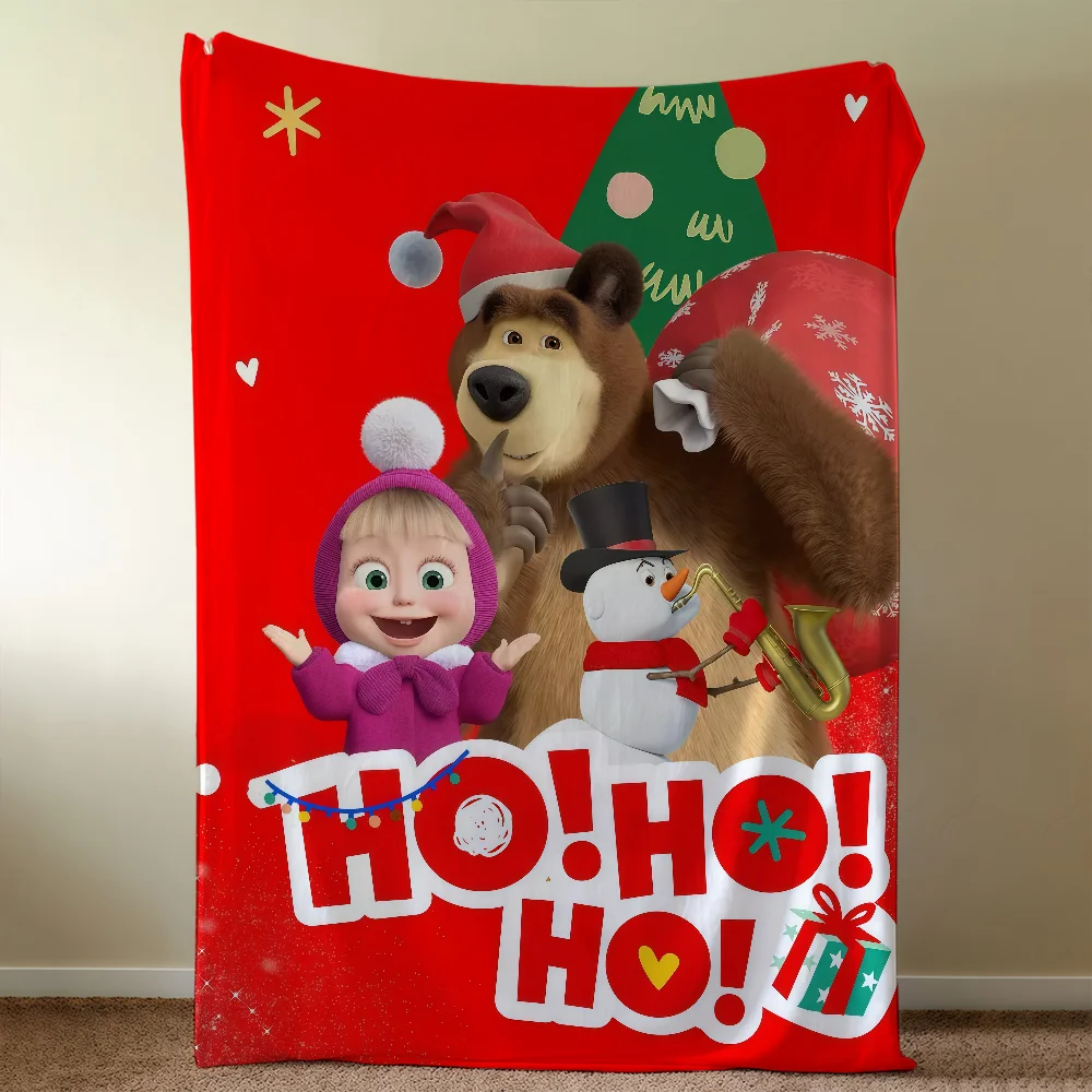 Blanket Cute B-BearS-ES Throw Super Cosy Plush Living Room Sofa Cartoon M-MashaS-ES Couch Childish Birthday Gifts