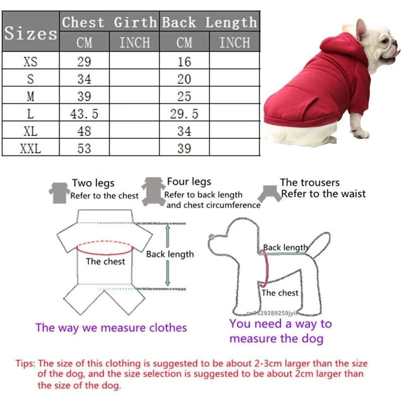 Dog Winter Hooded Sweatshirt for Small and Medium Doggy Pet Coat Puppy Cat Jacket Clothes Chihuahuas French Bulldog Costume