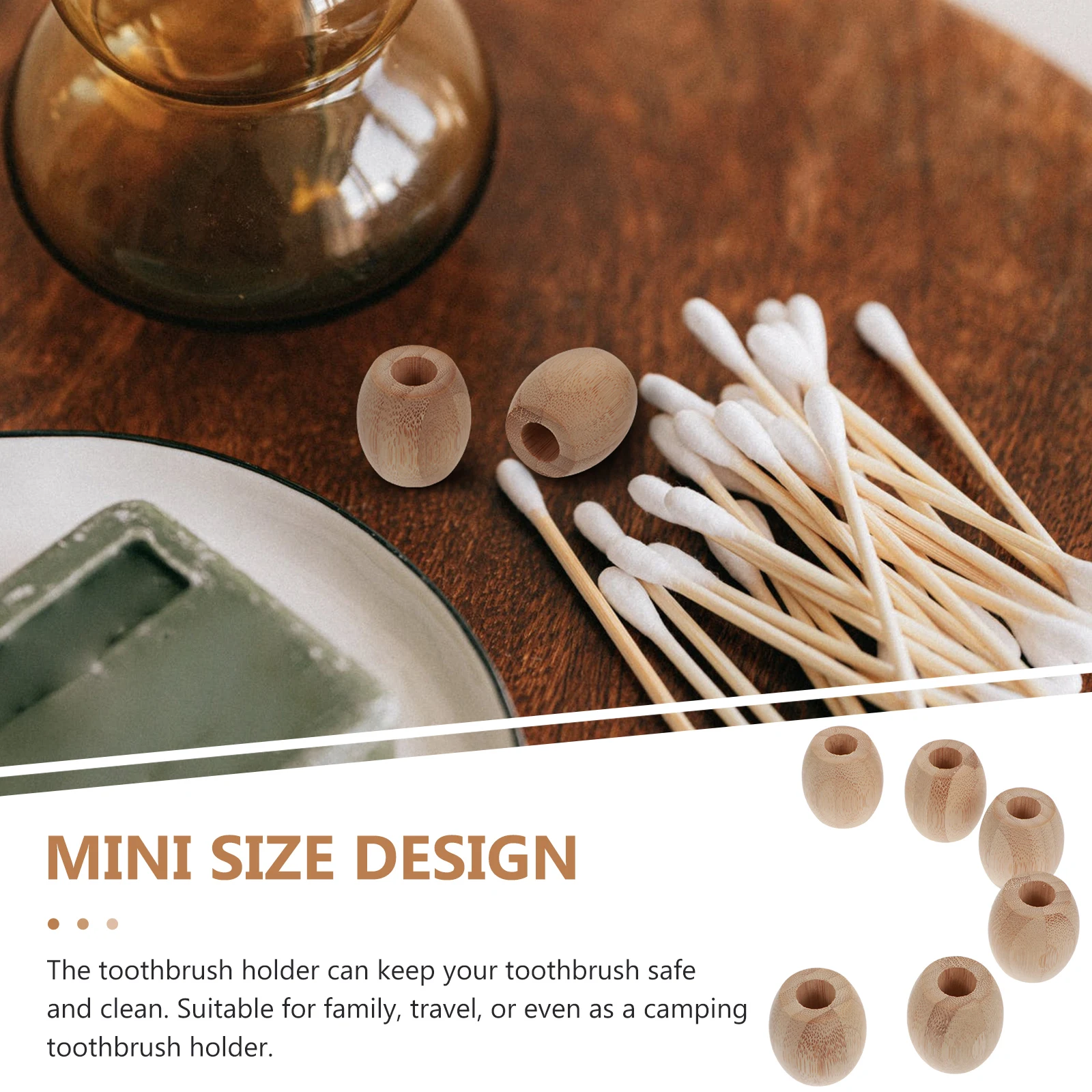 

6Pcs Bamboo Toothbrush Holders Bathroom Razor Stand Assorted Colors Safe Material Family Travel Camping Use