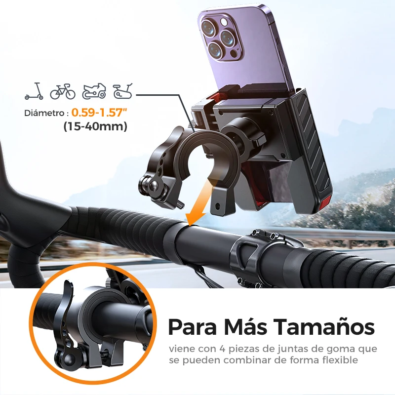 Soporte para bicicleta Joyroom 2024, universal, operación con una mano, para bicicleta y moto, para teléfonos de 4.7-7 pulgadas, a prueba de golpes 6