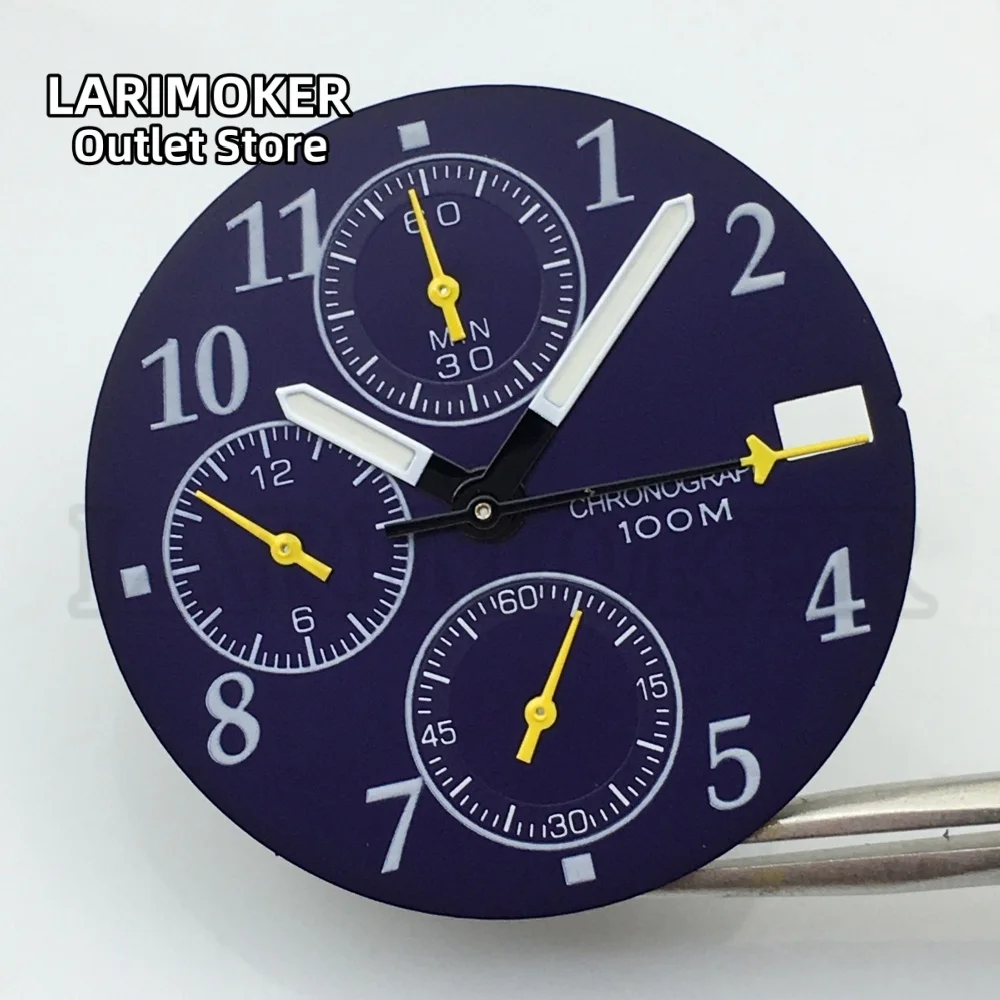 LARIMOKER 29MM Date Window Arabic Numerals Index Luminous Dial For VK63 Quartz Movement Watch Dial And VK63 Watch Hands Parts