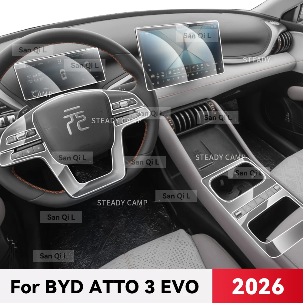 Transparent TPU For BYD ATTO 3 EVO 2026 Car Center Console Media Dashboard Navigation Anti-scratch Protector Interior Film