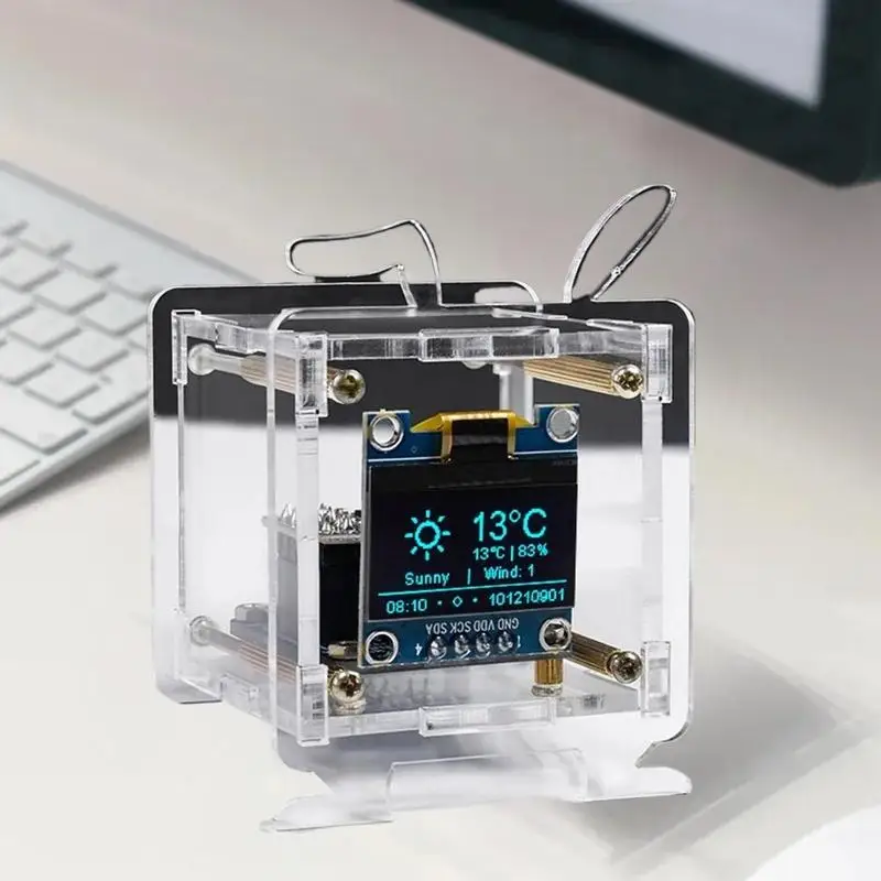 مجموعة ESP8266 WiFi Clock DIY مع OLED مقاس 0.96 بوصة - مشروع لحام IoT المغلقة للمنزل والمكتب