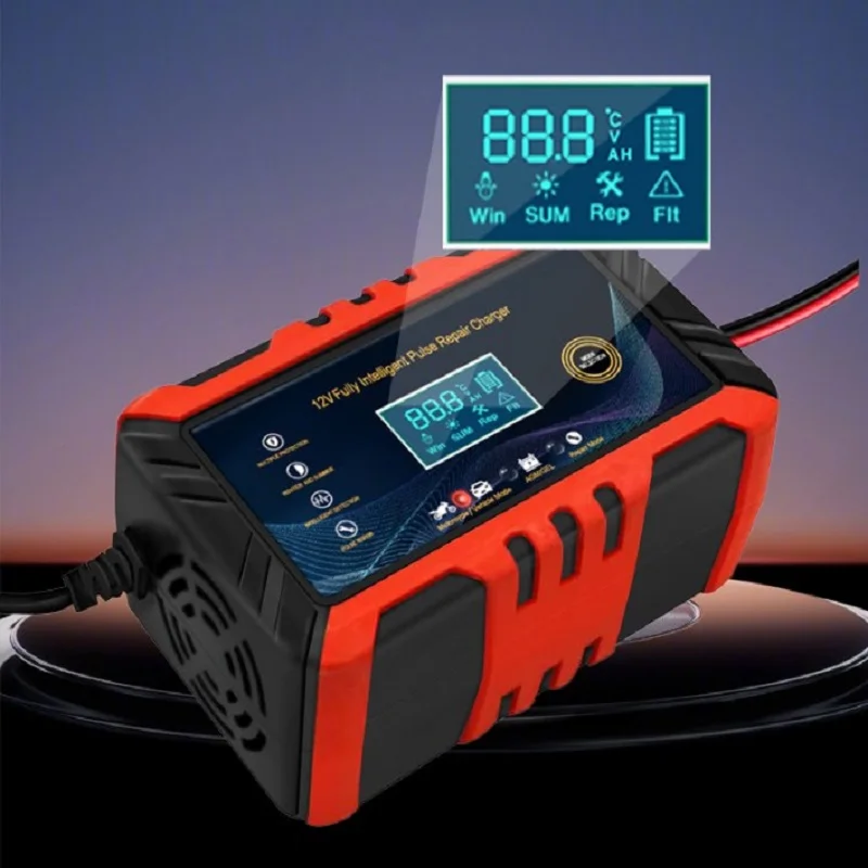 Car Battery Charger  Intelligent Pulse Repair LCD Display 12V Car Battery Motorcycle Battery Charging Battery Repair Charger