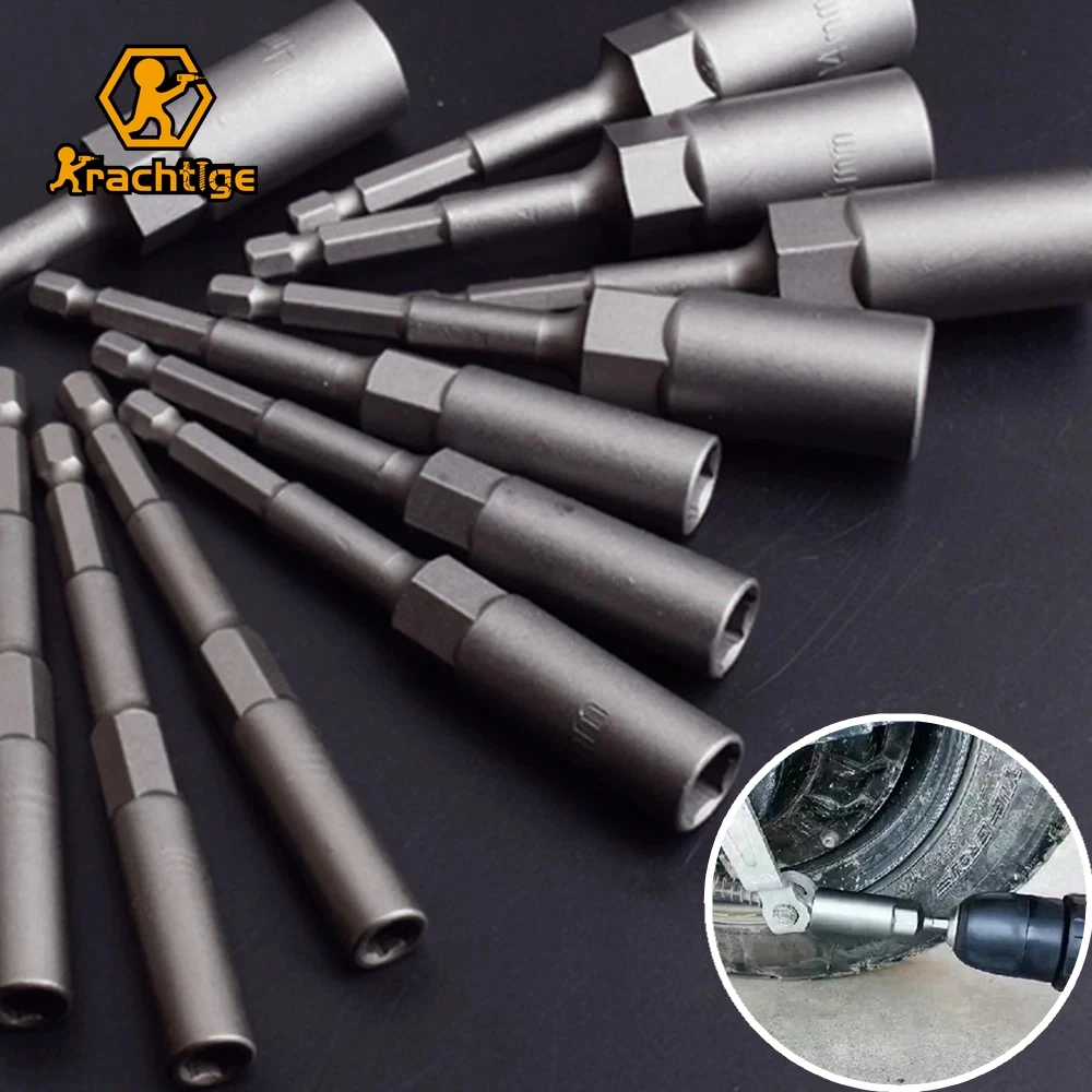 Krachtige-hex Bicos Manga Soquete Nut Conjunto Driver Brocas de Energia Impact Drivers Ferramentas de Reparação 65 mm 80 mm 150 mm