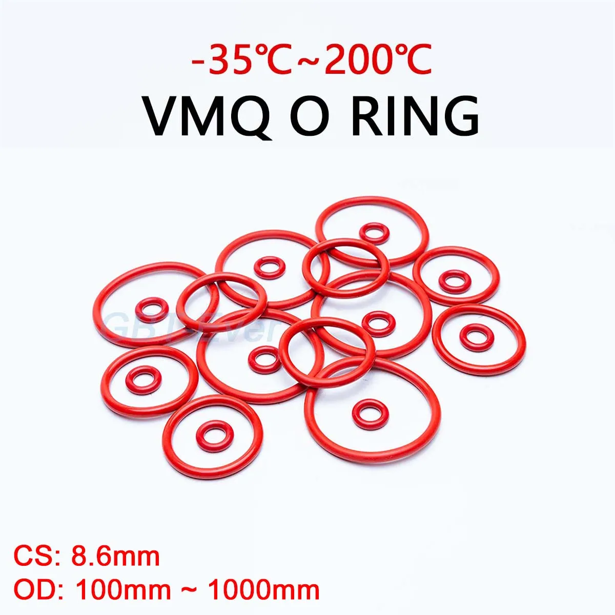 VMQ Red Silicone O-Ring Gasket CS 8.6mm Silicon O Ring Washer OD 100mm~1000mm Food Grade Sealing Ring Waterproof&Insulated