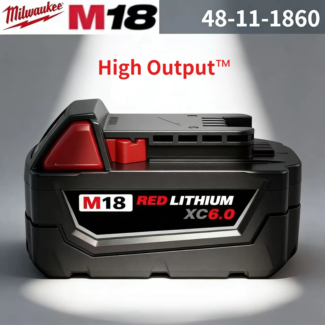 

100%Original Fit Milwaukee M18 Power Tool Battery, Charger, BR, XC, 18V, 6000mAh M18B5, 48-11-1860, Built-in 18650 Battery