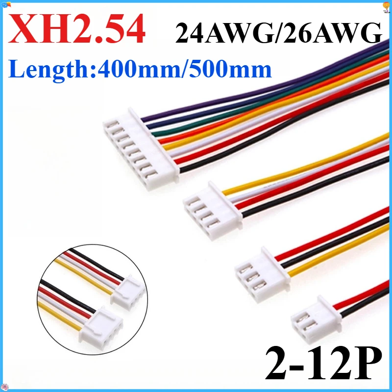 10Pcs/Lot  XH2.54 connection wire 2.54mm Pitch 2/3/4/5/6/7/8/9/10/1112p male single head 24/26AWG connection wire terminal wire