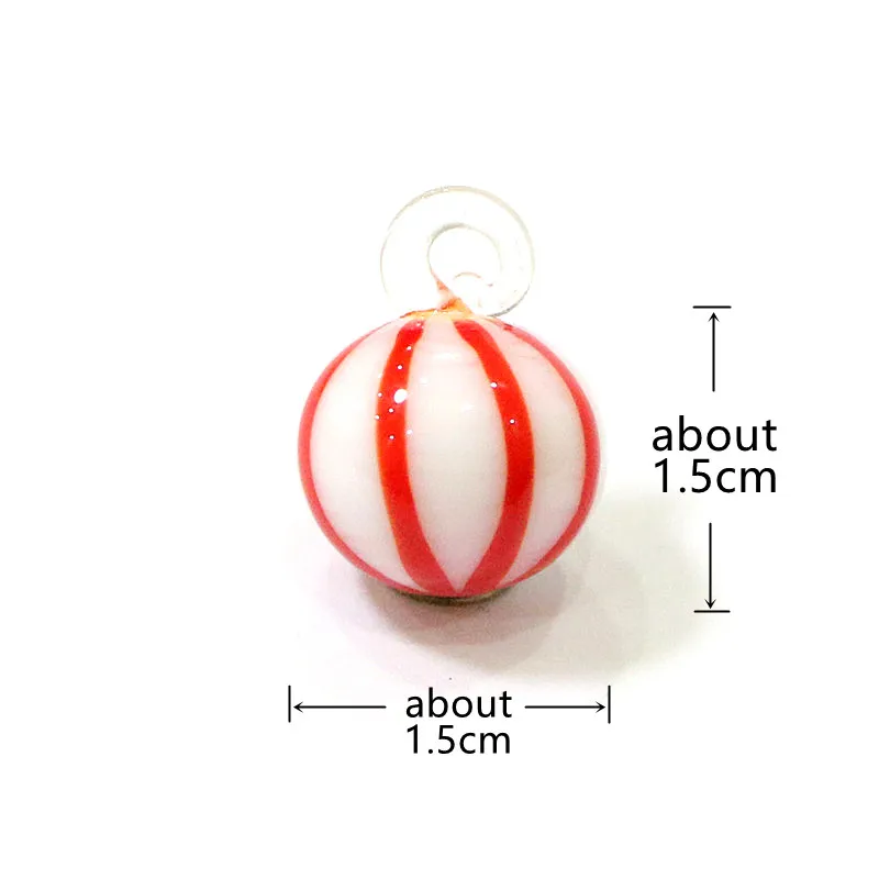 2pcs Tiny Glass Ball Shape Charm Cute Christmas Bead Pendant DIY Craft Supplies Perfect Festival Party Gifts for Handmade Lovers